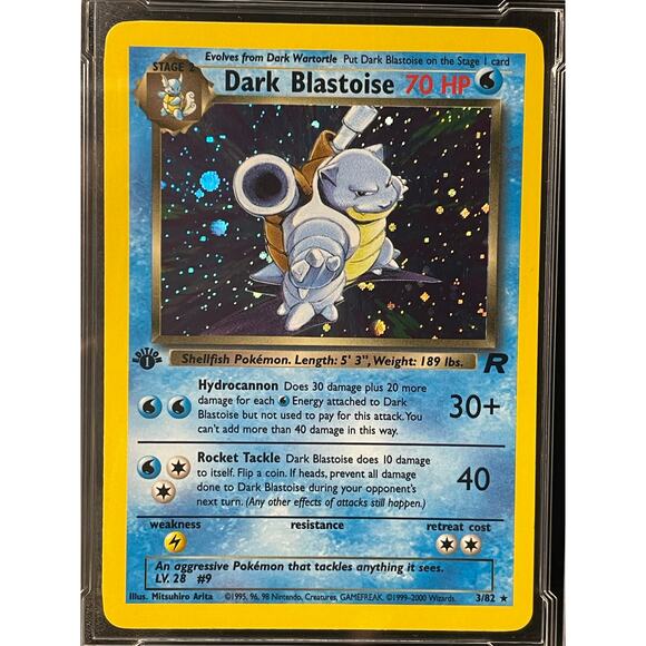 2000 Dark Blastoise 1st Edition 3 Pokémon Team Rocket ArenaClub Graded NM-MINT 8 - Picture 2 of 4